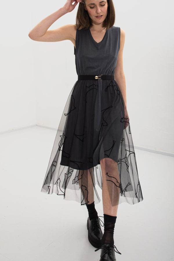 Jo Velvet Cat Tulle Skirt - Black