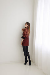 Harriet Marabou Mesh Jacket - Burgundy
