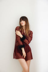 Harriet Marabou Mesh Jacket - Burgundy