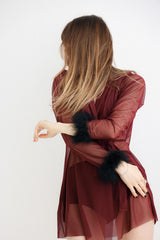 Harriet Marabou Mesh Jacket - Burgundy