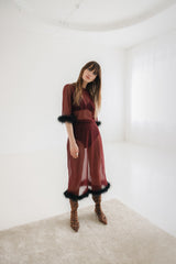 Harriet Marabou Mesh Skirt - Burgundy