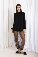 Cat Tulle Trousers - Black