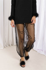 Cat Tulle Trousers - Black