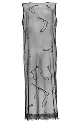 Cat Tulle Slip - Black+Silver