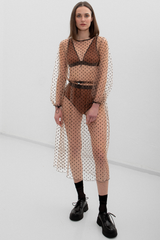 Liilit Dot Tulle Dress - Nude + Black