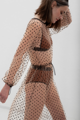 Liilit Dot Tulle Dress - Nude + Black