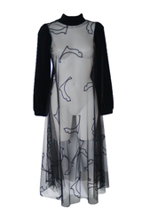 Egle Velvet Cat Tulle Dress - Black