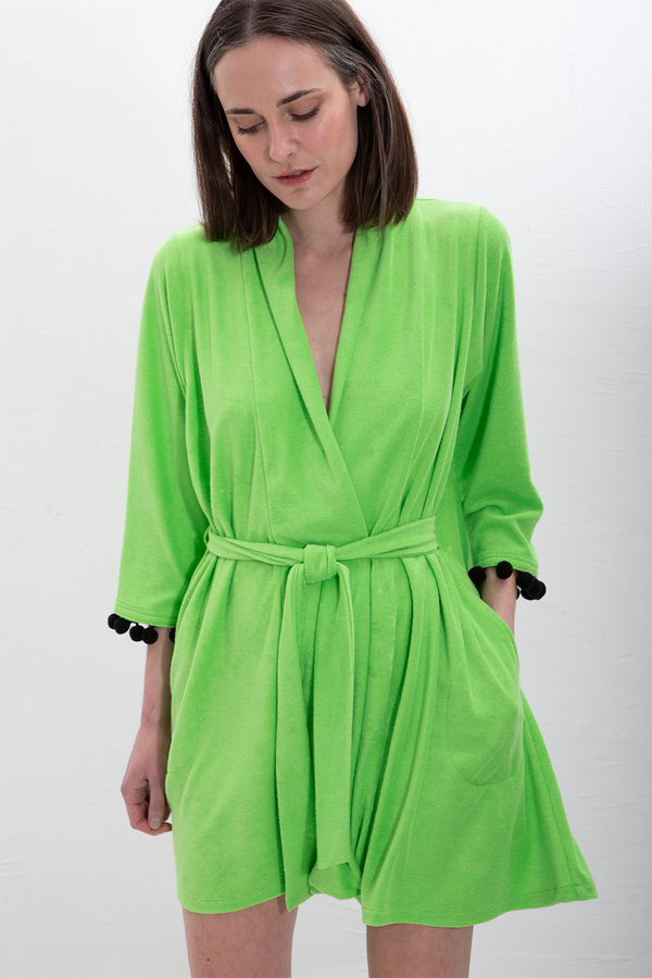 Ulla Wrap Dress - Green + Black