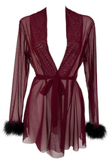 Harriet Marabou Mesh Jacket - Burgundy