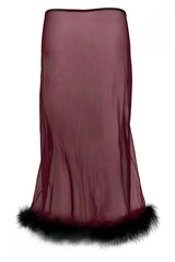 Harriet Marabou Mesh Skirt - Burgundy