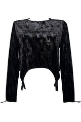 Liilit Velvet Crop Top - Black+Silver