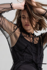 Susan Velvet Cat Tulle Dress - Black