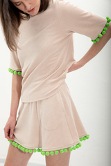 Lisa Terry T-Shirt - Nude + Green