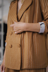 Lurex Striped PJ Jacket - Brown