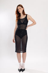 Reina Mesh Slip - Black