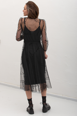 Susan Velvet Cat Tulle Dress - Black