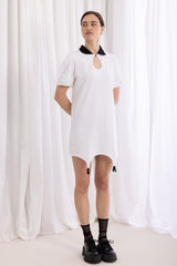 Anna Polo Suspender Dress - White+Black
