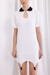 Anna Polo Suspender Dress - White+Black