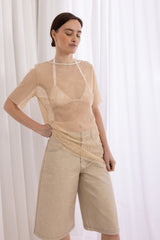 Sian Fishnet Dress - Nude