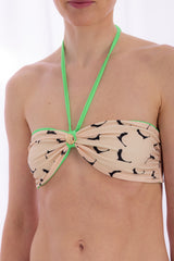 Gone Tanning Reversible Bikini Top - Neon Green+Nude