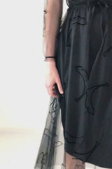 Susan Velvet Cat Tulle Dress - Black