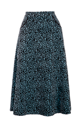 Iris Leopard Print Skirt - Blue