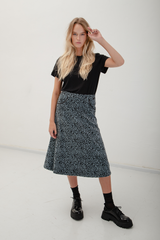 Iris Leopard Print Skirt - Blue