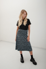 Iris Leopard Print Skirt - Blue
