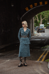 Iris Leopard Print Skirt - Blue