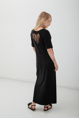 Heart Velour Dress - Black