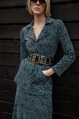 Iris Leopard Print Jacket - Blue