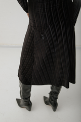 Erle Pleated Velvet Skirt - Black