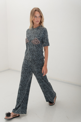 Iris Leopard Print T-Shirt - Blue