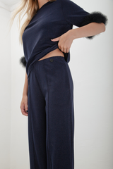 Anett Disco Trousers - Navy