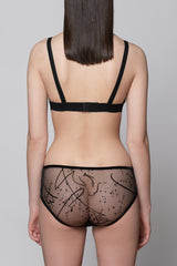 Lily Abstracat Tulle Knickers - Black