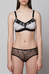 Lily Abstracat Tulle Knickers - Black