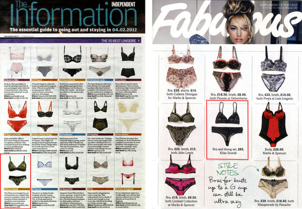 Kriss Soonik featured in The Independent and The Sun Lingerie Guides