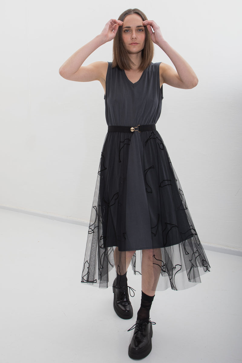 Jo Velvet Cat Tulle Skirt Black Kriss Soonik
