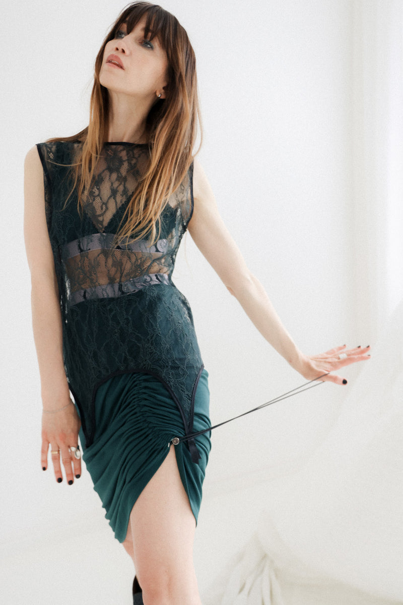 Lace Suspender Top - Green