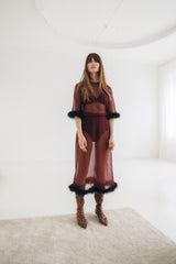Lisa Marabou Mesh T-shirt - Burgundy