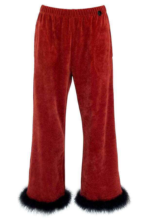 Anett Velour Trousers - Terra