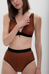 Alison Pleated Bra - Brown