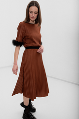 Erle Pleated Skirt - Brown