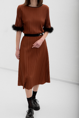 Erle Pleated Skirt - Brown