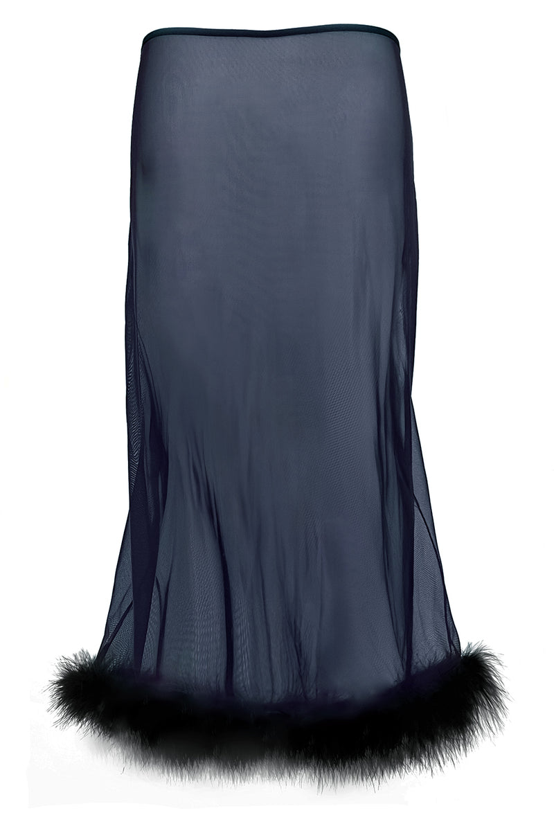 Harriet Marabou Mesh Skirt - Navy