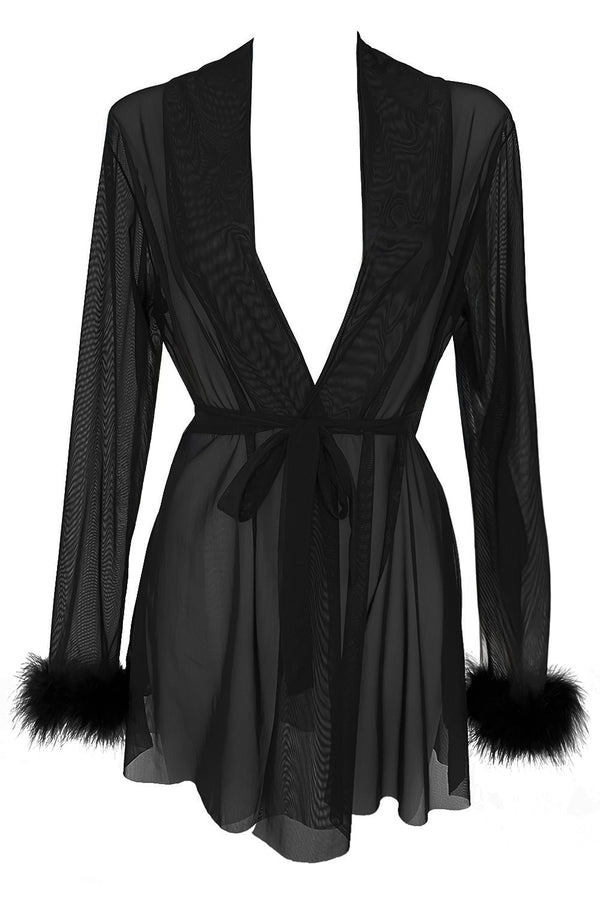 Harriet Marabou Mesh Jacket - Black
