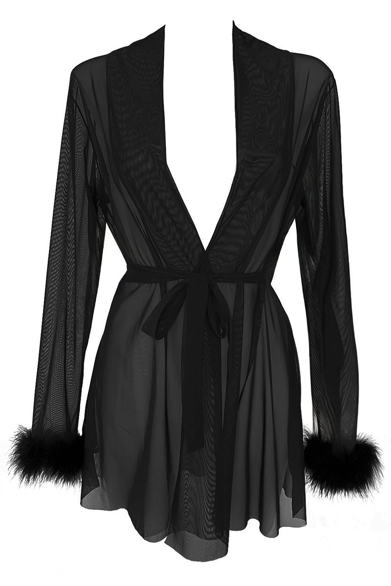 Harriet Marabou Mesh Jacket - Black