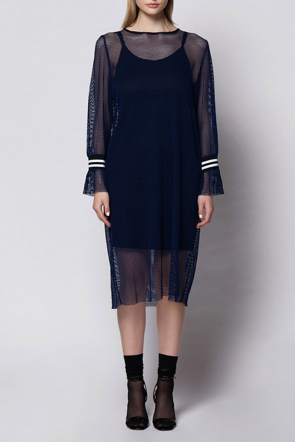 Havana Fishnet Dress - Navy