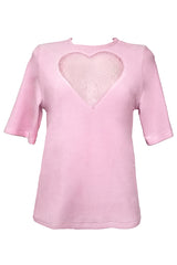 Heart Velour T-shirt - Pink