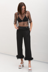 Liis Velvet Cat Tulle T-Shirt - Black